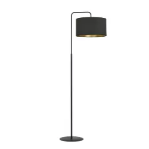 Image of Emibig Hilde Black Floor Lamp with Shade with Black Fabric Shades, 1x E27