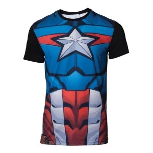 Image of Captain America - Sublimation Mens Medium T-Shirt - Multi-colour