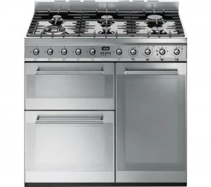 Image of SMEG Symphony SY93 90cm Dual Fuel Range Cooker - Stainless Steel