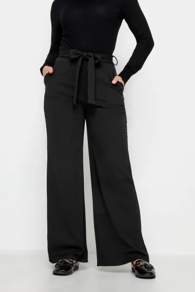 Image of Petite Belted Wide Leg Trousers