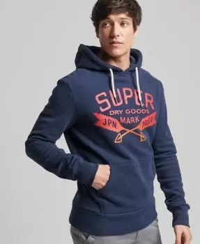 Image of Superdry Mens Script Style Workwear Hoodie Blue / Regal Navy - Size: S
