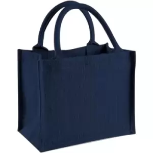 Image of Westford Mill Jute Mini Gift Bag (6 Litres) (One Size) (Navy/Navy) - Navy/Navy