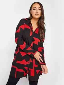 Image of Yours Jersey Shirt Fashion Red Abstract, Red, Size 26-28, Women