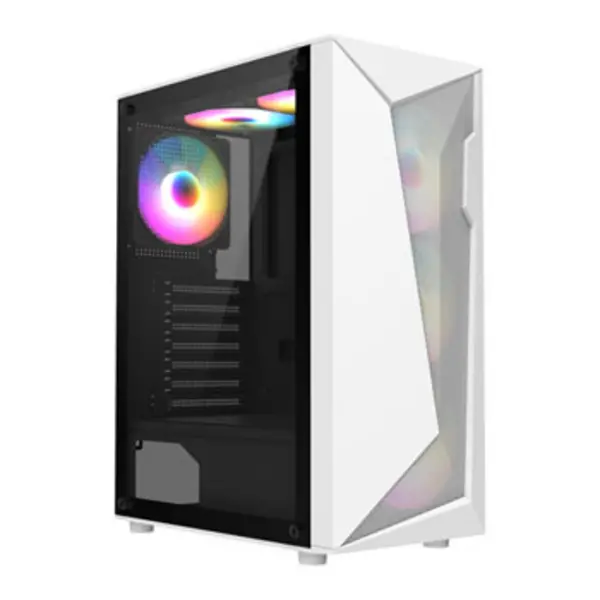 Image of CiT Carisma White Mid Tower Tempered Glass PC Gaming Case