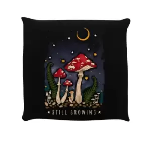 Image of Magical Mushrooms Still Growing Filled Cushion (One Size) (Black)