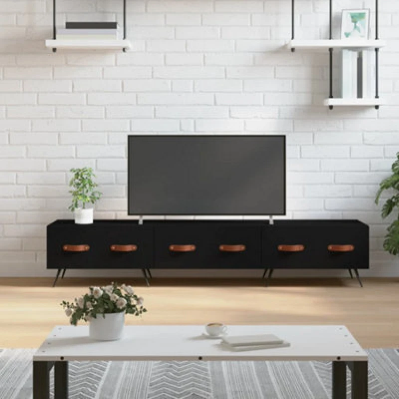 Image of Vidaxl TV Cabinet Black 150X36X30 Cm Engineered Wood