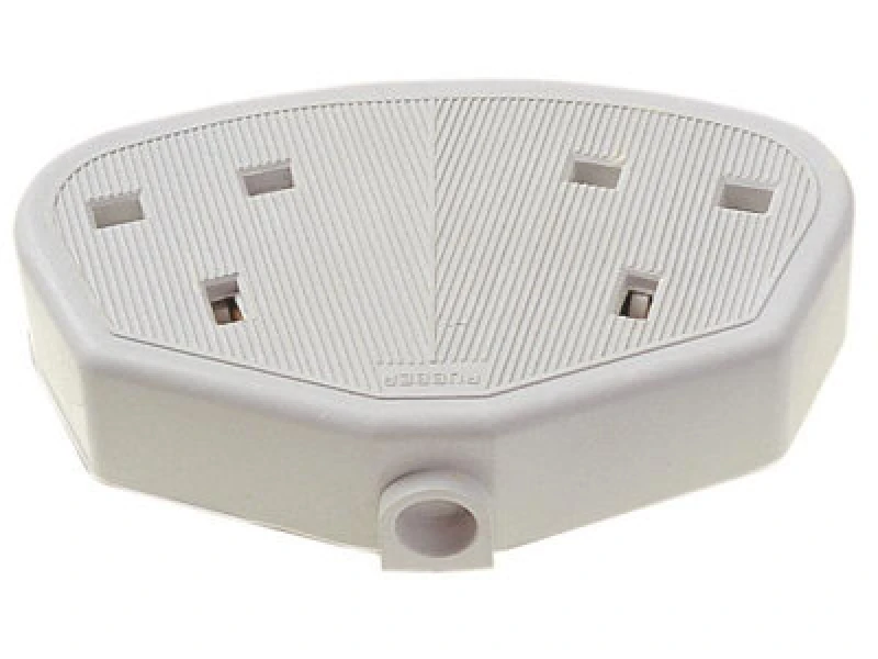 Image of Dencon 9422Wnb Rubber Trailing Socket 13A 2-Gang White Dcn9422Wnb