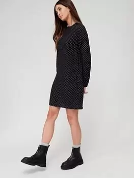 Image of Superdry Studios Lurex Mini Dress - Black, Size 8, Women