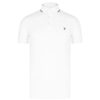 Image of French Connection Logo Tipping Polo Shirt - White