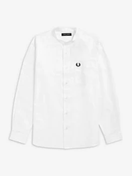Image of Fred Perry Grandad Collar Shirt, White, Size S, Men