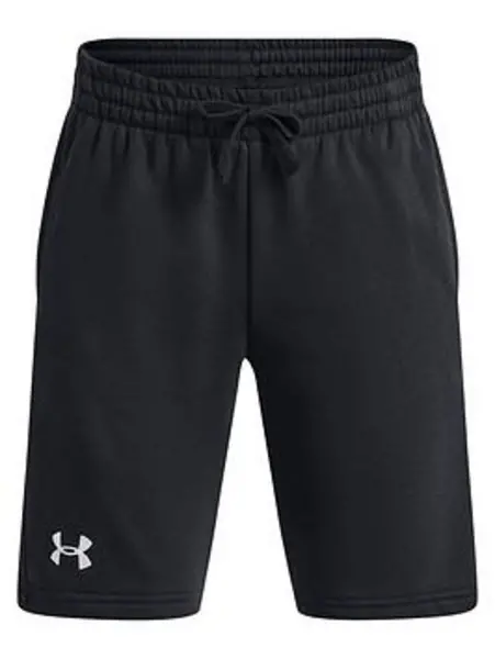 Image of Under Armour Boys Rival Fleece Shorts - Black/White, Size S=7-8 Years Black/White VLNYI Unisex S=7-8 YEARS