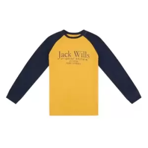 Image of Jack Wills Wills Raglan Long Sleeve T-Shirt Infant Boys - Yellow