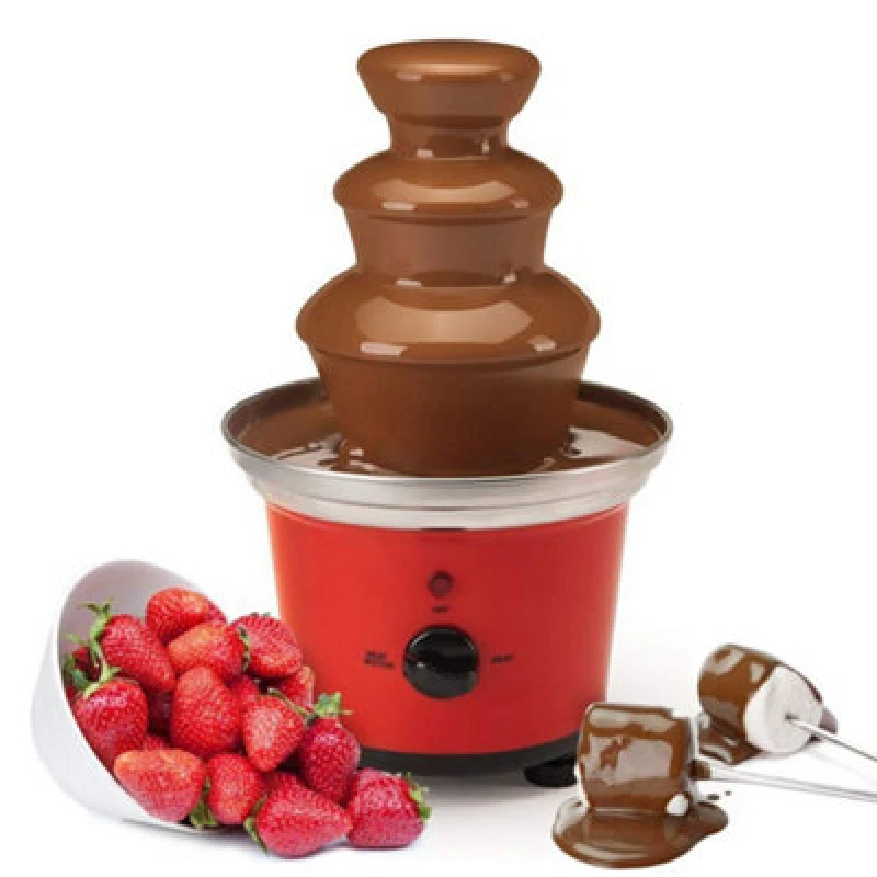 Image of Sensio Home Chocolate Fountain Fondue Large Electric 3 Tier Machine 500ml Red