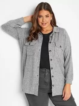Image of Yours Button Through Shacket - Grey, Size 20, Women
