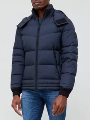 Image of Hugo Boss Out Padded Hooded Jacket Navy Size 48 Men