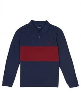Image of Barbour Boys Long Sleeve Colour Block Polo - Navy