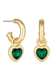 Image of Gold Plated Emerald Heart Drop Earrings