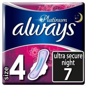 Image of Always Platinum Secure Night Size 4 with wings Pads x7