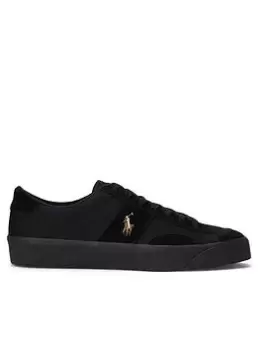 Image of Polo Ralph Lauren Polo Ralph Lauren Sayer Canvas & Suede Trainers, Black, Size 10, Men
