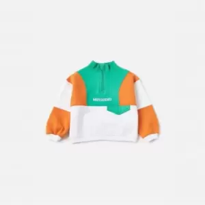 Image of Missguided Colourblock quarter Zip Crew - Orange
