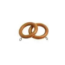 Image of Pack of 32 Wooden Curtain Pole Ring Hooks with Eyes