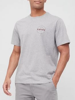 Image of Levis Relaxed Fit Modern Vintage Circle Logo T-Shirt - Grey, Size L, Men