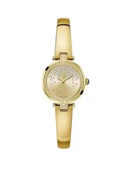 Image of Gc Swiss Movement - Polished Yellow Gold Pvd Case & Bracelet - Bezel W/Crystals - Champagne Dial - &Oslash; 28 Mm - Sapphire Coated Mineral Glass