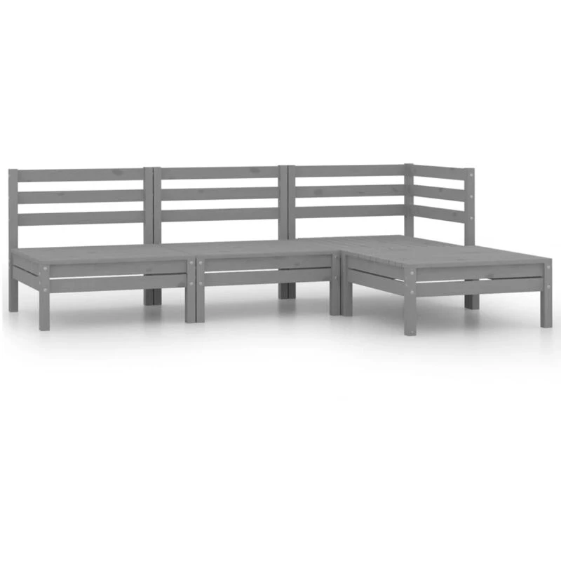 Image of VIDAXL 4 Piece Garden Lounge Set Solid Pinewood Grey Vidaxl 8720286659335