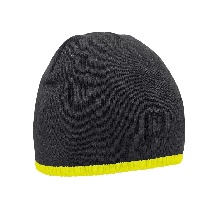 Image of Beechfield Beechfield Men Two Tone Pull-On Beanie in Black One Size Male 5063425238675