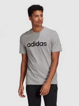 Image of adidas Plus Size Linear Logo T-Shirt, Medium Grey Heather, Size 2XL, Men