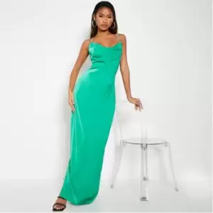 Image of I Saw It First Satin Diamante Strap Cowl Neck Maxi Dress - Green