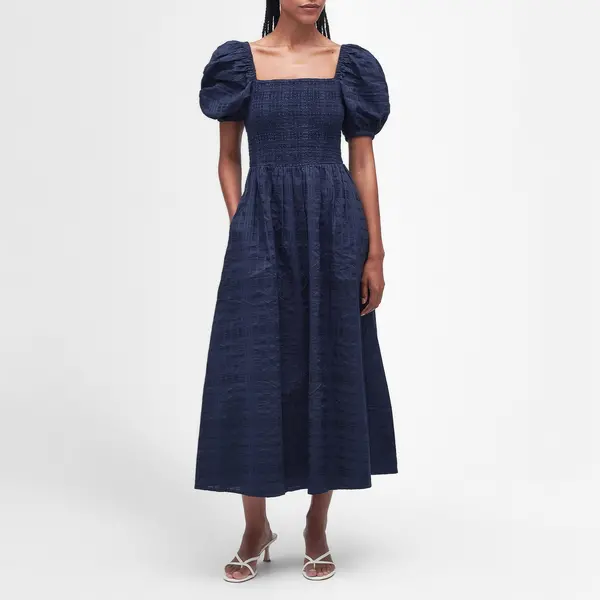 Image of Barbour Macy Cotton-Seersucker Midi Dress - UK 14