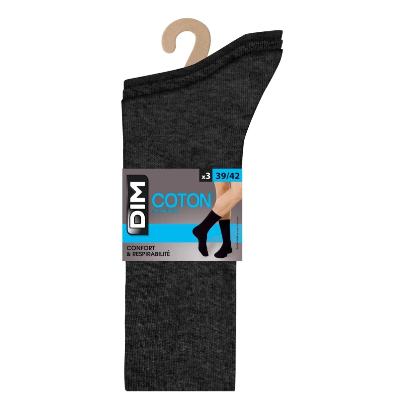 Image of Dim Pack of 3 Pairs Cotton Socks Charcoal Grey Marl Men 39/42 (5.5 to 8)