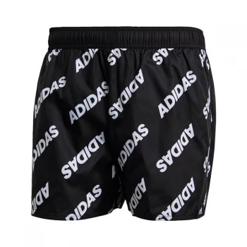 Image of adidas Wording Swim Shorts Mens - Black