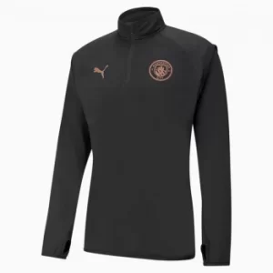 Image of PUMA Man City Warm-Up Mens Football Midlayer, Black/Copper, size Medium, Clothing