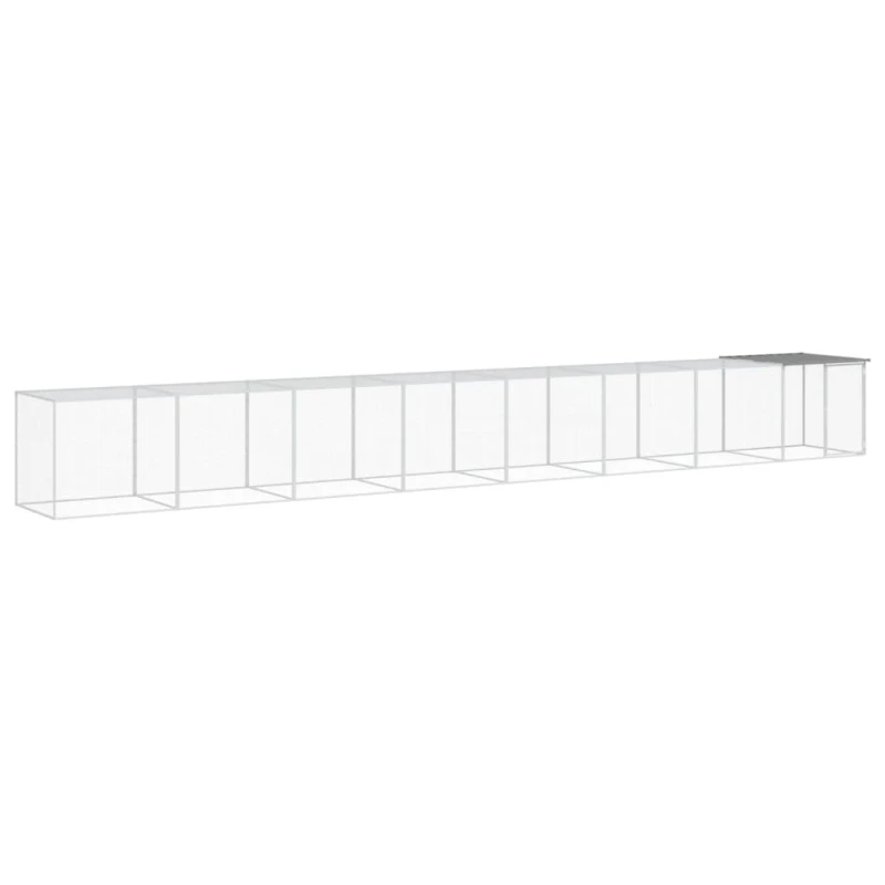Image of vidaXL Chicken Cage with Roof Light Grey 803x98x90cm Galvanised Steel, Grey 3189047