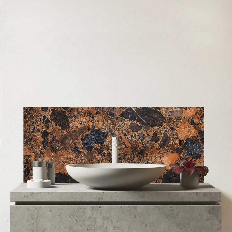 Image of Warren Reed - Designer Coopers Quartz Effect Glass Bathroom Splashback in Grey Grey Unisex