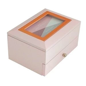Image of Pink Jewel Box with Photo Frame Metal Inlay & Drawer