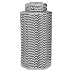 Image of Interiors By Ph Large Ceramic Jar Black And White Wave Design