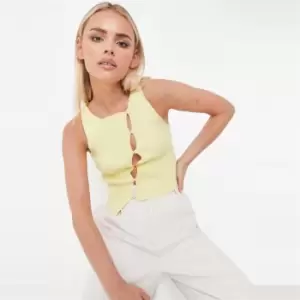 Image of Missguided Button Detail Crop Top - Green