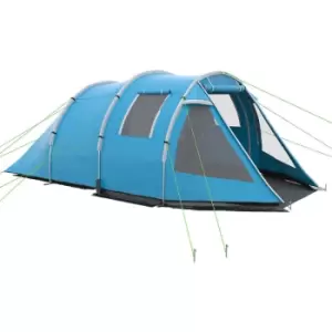 Image of Outsunny 3-4 Persons Tunnel Tent, Two Room Camping Tent w/ Windows, Blue - Blue
