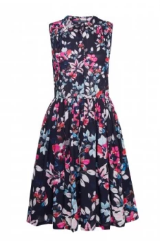 Image of French Connection Linosa Voile Fit And Flare Dress Blue