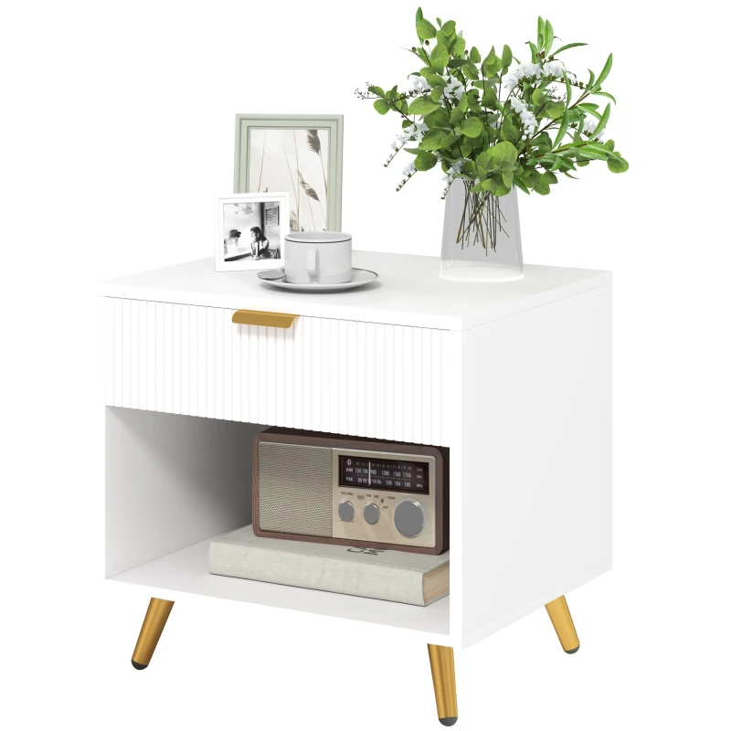 Image of HOMCOM Small Table With Drawer - Open Compartment and Handle - White TJ Hughes 5063603918931