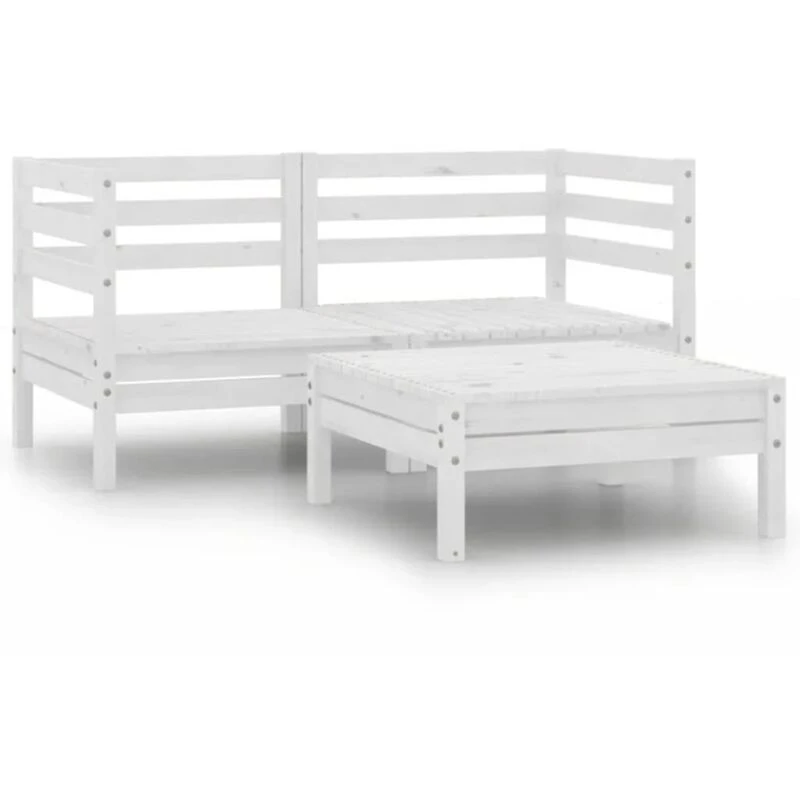 Image of VIDAXL 3 Piece Garden Lounge Set Solid Pinewood White Vidaxl 8720286659175