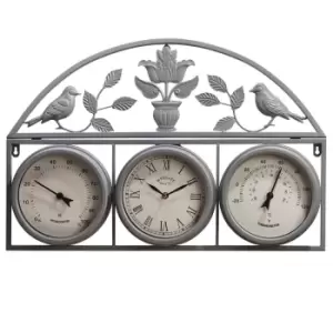 Image of Garden Gear Outdoor Wall Clock and Weather Station - Grey