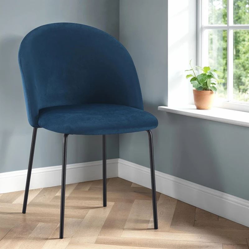 Image of Seconique Boston Dining Chair (x4 Per Box) - Sapphire Blue Velvet, Blue 400-402-157