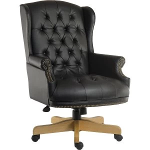 Image of Teknik Chairman Leather Swivel Chair - Black