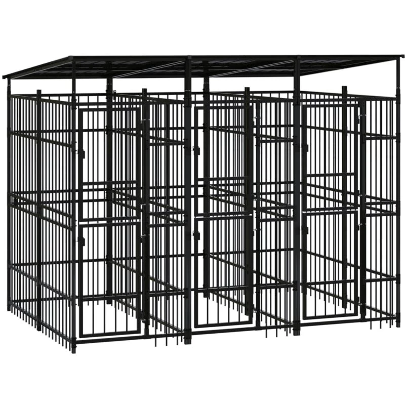 Image of VIDAXL Outdoor Dog Kennel with Roof Steel 5.53 m² Vidaxl 8720286871270