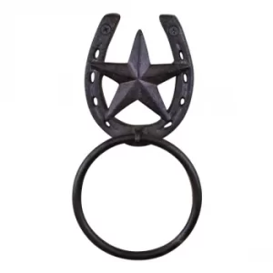 Image of Cast Iron Rustic Towel Ring, Horseshoe