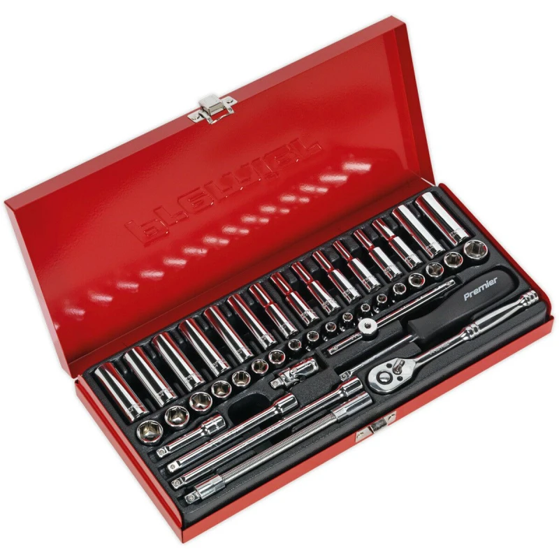 Image of Loops 41 PACK Socket Set - 1/4" Met & Imp Square Drive - 6 Point Socket Ratchet Handle Multi